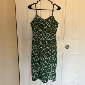 SHEIN Green and White Polka Dot Midi Dress